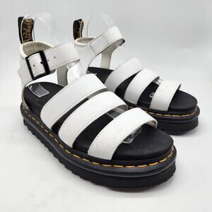 Dr. Martens Blaire Platform Gladiator Sandals White Leather Size 6